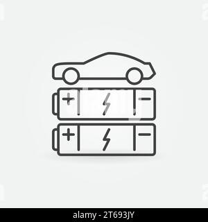 Symbol für die Leitung „Fahrzeug mit Batterien“. Vektor-EV-Konzeptsymbol im Umrissstil Stock Vektor