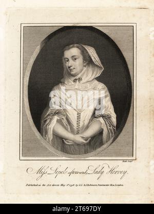 Mary Lepell (1700-1768), Höfling zu König Georg I., eine berühmte Schönheit und conversationalist. Heiratete John Hervey, 2. Baron Hervey of Ickworth in 1720. Miss Lepel danach Lady Hervey. Kupferstich von James Heath nach einem Gemälde von G.G. und J. Robinson, Paternoster Row, London, 1798. Stockfoto