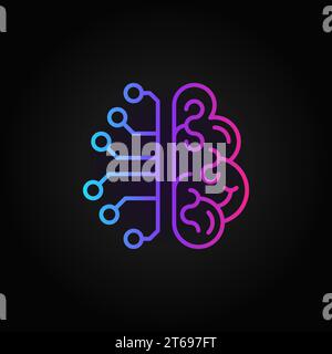 Cyberbrain Creative Outline Symbol - Vektor künstliche Intelligenz Gehirn Konzept dünne Linie Symbol auf dunklem Hintergrund Stock Vektor