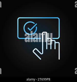 Hand-auf-Häkchen-Schaltfläche kreative Kontur Vektorsymbol oder Logo-Element auf dunklem Hintergrund Stock Vektor
