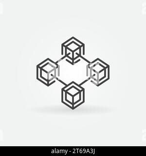 Blockchain-Vektor Kryptowährungslinie Konzeptsymbol oder Logo-Element Stock Vektor