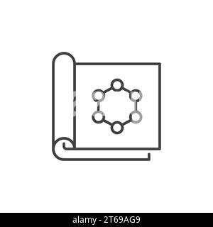 Papiere mit Molekülzeichen-Vektorkonzept-Symbol in dünner Linienform Stock Vektor