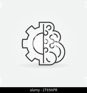 Gehirn mit Gear Vector Artificial Intelligence Concept Icon oder Logo-Element im dünnen Stil Stock Vektor