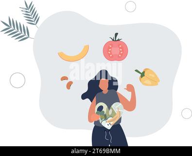 Darmgesundheit Bedeutung für Magenflora und Verdauung.Mikroorganismus und Bakteriengleichgewicht im Darm, Darm, Bauch.flache Vektor-Illustration Stock Vektor