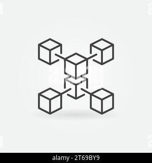 Blockchain Krypto-Technologie Vektor Kontur Konzeptsymbol oder Designelement Stock Vektor