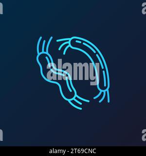 Pathogen-Vektor-Konzept virologisches blaues Symbol oder Designelement in dünner Linie auf dunklem Hintergrund Stock Vektor