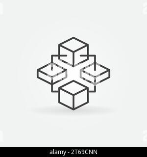 Blockchain-Technologie-Vektorkontur-Symbol oder Logo-Element Stock Vektor