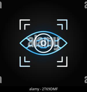 Lineares farbiges Symbol oder Zeichen des AI-Augenvektors auf dunklem Hintergrund Stock Vektor