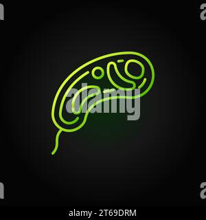 Minimales grünes Konzeptsymbol oder Designelement im linearen Stil auf dunklem Hintergrund Stock Vektor