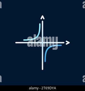Mathematische Koordinatenachse Vektorfarbiges lineares Symbol oder Logoelement auf dunklem Hintergrund Stock Vektor