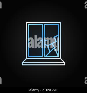 Kreatives Symbol für fehlerhaften Fenstervektor oder Zeichen im Konturstil auf dunklem Hintergrund Stock Vektor