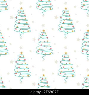 Modernes, nahtloses Muster für Weihnachten und Neujahr. Minimalistischer Hintergrund des Symbols der Winterferien. Gemütlicher festlicher Druck für Textil und Digital Stock Vektor