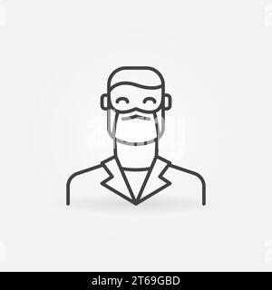 Mann Arzt in Gesichtsmaske Umriss Vektorkonzeptsymbol oder Designelement Stock Vektor