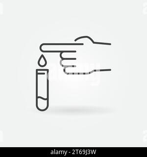 Symbol für Bluttest-Übersicht. Vektor-Teströhrchen mit linearem Tropfenkonzept-Symbol Stock Vektor