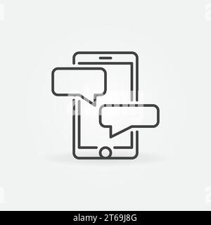 Smartphone mit Sprechblasen Vektorumriss Konzeptsymbol oder Designelement Stock Vektor
