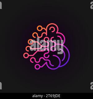 Künstliche Intelligenz – Gehirn – buntes Symbol oder Logo-Element auf dunklem Hintergrund Stock Vektor