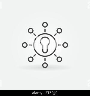 Schlüsselloch- und Kreise-Vektorkonzept Symbol oder Zeichen im Konturstil Stock Vektor