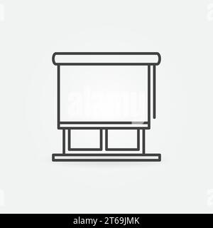 Fenster mit Symbol für das Vektorkonzept des Rollvorhang-Umrisses oder dem Designelement Stock Vektor