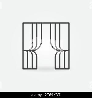 Symbol für Vorhänge Vektorkonzept oder Zeichen im Konturstil Stock Vektor