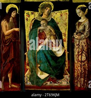 Madonna con Bambino tra San Giovanni Batista et Santa Caterina d Alessandria - Madonna mit Kind zwischen dem Heiligen Johannes dem Täufer und der Heiligen Katharina von Alexandria Unkown Maler des 15. Jahrhunderts Museo di Capodimonte, Neapel, Italien Stockfoto