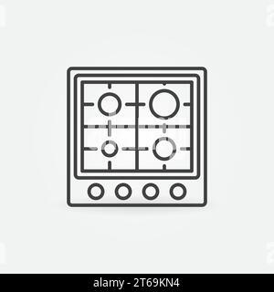 Gasherd Vektor dünne Linie Konzept Symbol. Draufsicht Stock Vektor