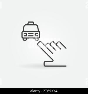 Hand zeigt auf Taxi Auto Vektor Konzept Symbol in dünner Linie Stil Stock Vektor