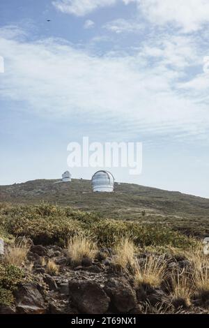 Die Teleskope des Roque de los Muchachos Observatory auf dem Hügel. La Palma, Spanien Stockfoto