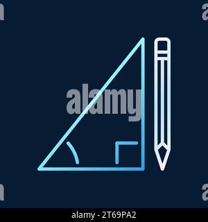 Bleistift mit dreieckigem Vektor lineares Konzept farbiges Symbol oder Logo-Element auf dunklem Hintergrund Stock Vektor