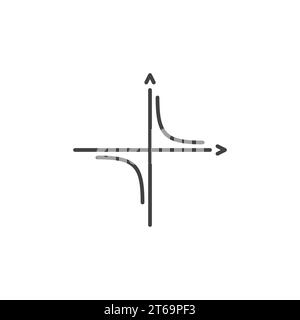 Symbol für die Kontur des Vektors der mathematischen Koordinatenachse. Lineares Symbol oder Designelement für mathematisches Konzept Stock Vektor