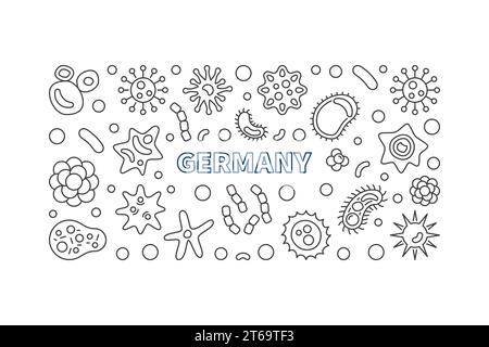 Neuartiges Coronavirus in Deutschland Vektorkonzept dünne horizontale Illustration oder Banner Stock Vektor