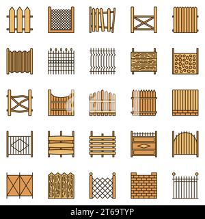 Fences Coloured Icons Kollektion - Vector Fence Creative Signs Stock Vektor