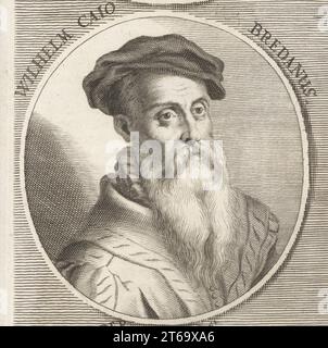 Willem Key, flämischer Renaissance-Maler, geboren 1516–1568 in Breda, Niederlande. Guilielmo Caio, Bredano. Wilhelm Caio Bredanus. Kupferstich nach einer Illustration von Joachim von Sandrart aus seiner LAcademia Todesca, della Architectura, Scultura & Pittura, oder Teutsche Academie, der Edlen Bau- Bild- und Mahlerey-Kunste, Deutsche Akademie für Architektur, Skulptur und Malerei, Jacob von Sandrart, Nürnberg, 1675. Stockfoto