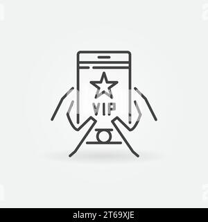 VIP-Smartphone in Händen Vektorumrisssymbol oder -Symbol Stock Vektor