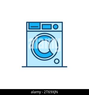 Waschmaschinenvektorkonzept blaues modernes Symbol oder Logo-Element Stock Vektor