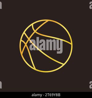 Basketball Ball Vektorkonzept lineares goldenes Symbol oder Logo-Element auf dunklem Hintergrund Stock Vektor