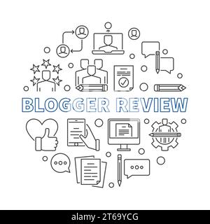 Blogger Review Vektor zirkulär minimales Konzept Umrissdarstellung Stock Vektor