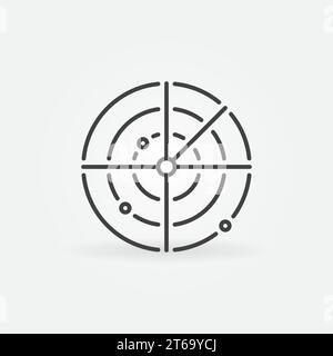 Radar- oder Radiowellendetektionssystem Linearvektorkonzept Rundsymbol Stock Vektor