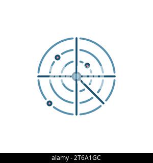 Funkwellen-Erkennungssystem – Radarvektorkonzept, rundes farbiges Symbol oder Zeichen Stock Vektor