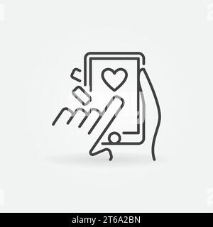 Likes auf Smartphone-Vektorkontur-Symbol posten Stock Vektor