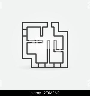 Apartment Lageplan Vektorkonzept Symbol oder Zeichen im Umrissstil Stock Vektor