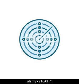 Radarbildschirm Vektorkonzept rundes farbiges Symbol oder Logo-Element Stock Vektor