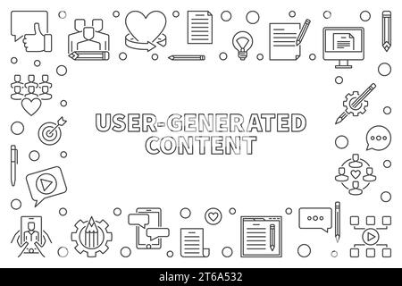 Benutzerdefinierter linearer horizontaler Rahmen für Inhalte. Vektor-UGC-Konzept, dünne Linie, Illustration Stock Vektor