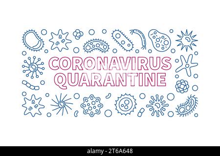 Coronavirus Quarantäne-Vektorkonzept kreative horizontale Illustration im dünnen Linienstil Stock Vektor