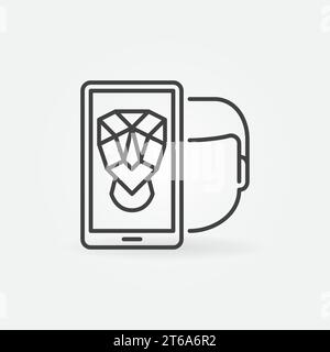 Face Authentication on Smartphone Vector Concept Symbol oder Anmeldung im Konturstil Stock Vektor