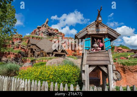 Splash Mountain Holzfahrt Attraktion im Frontierland Area of Magic Kingdom in Walt Disney World, Orlando, Florida Stockfoto