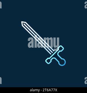 Schwertvektorkonzept farbiges Umrisssymbol oder Zeichen auf dunklem Hintergrund Stock Vektor