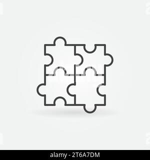 4 Puzzleteile lineares Vektorkonzept Symbol oder Logo-Element Stock Vektor