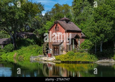Harpers Mill auf Tom Sawyer Island in der Frontierland Area of Magic Kingdom in Walt Disney World, Orlando, Florida Stockfoto