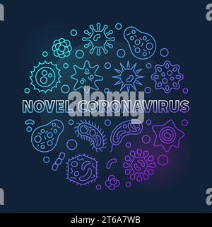 Vektor-Roman Coronavirus Konzept Umriss bunte runde Illustration auf dunklem Hintergrund Stock Vektor