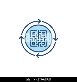 QR-Code in runden Pfeilen Vektorkonzept farbiges Symbol oder Zeichen Stock Vektor